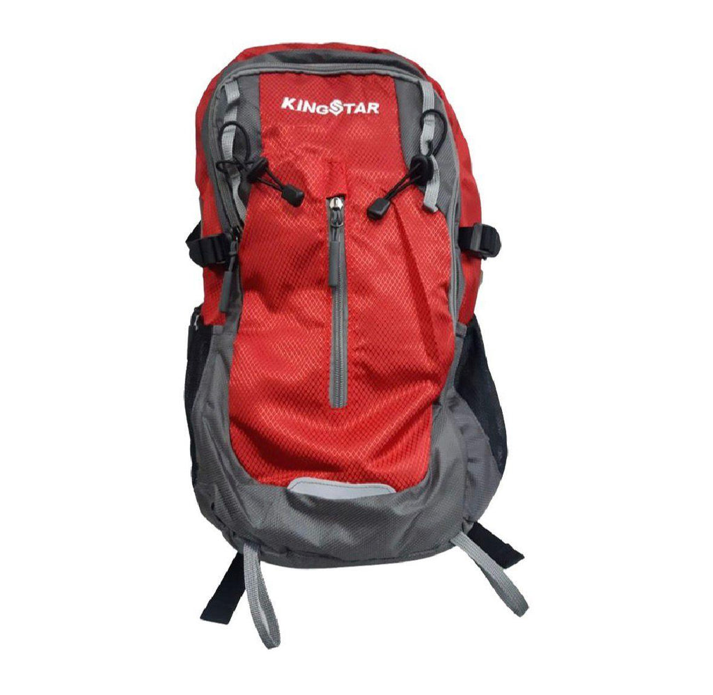 KING STAR TRUE Red & Grey Backpack – Durable Hiking, Camping & Travel Daypack