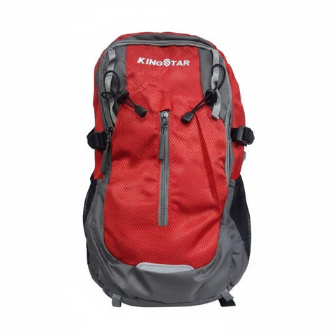KING STAR TRUE Red & Grey Backpack – Durable Hiking, Camping & Travel Daypack