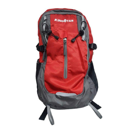 KING STAR TRUE Red & Grey Backpack – Durable Hiking, Camping & Travel Daypack