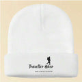Traveler Hiker Blue Beanie – Warm Winter Knit Hat with Mountain Logo | Unisex Outdoor Hiking & Camping Cap
