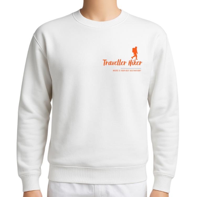Traveller Hiker Sweatshirt – Unisex Fleece Crewneck Jumper with Outdoor Logo | Winter Casual & Adventure Wear