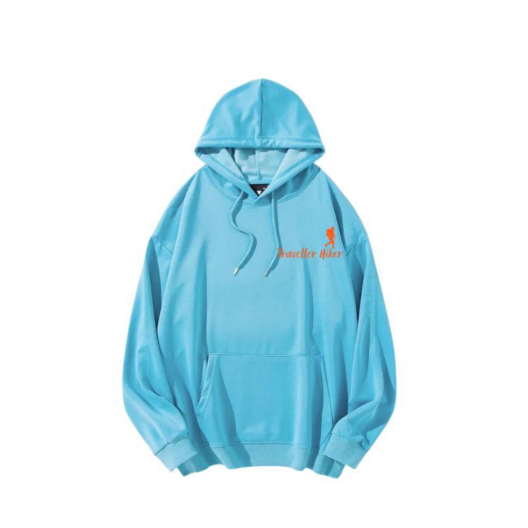 Traveller Hiker Teal Hoodie – Unisex Fleece Pullover with Kangaroo Pocket | Winter Casual Sweatshirt