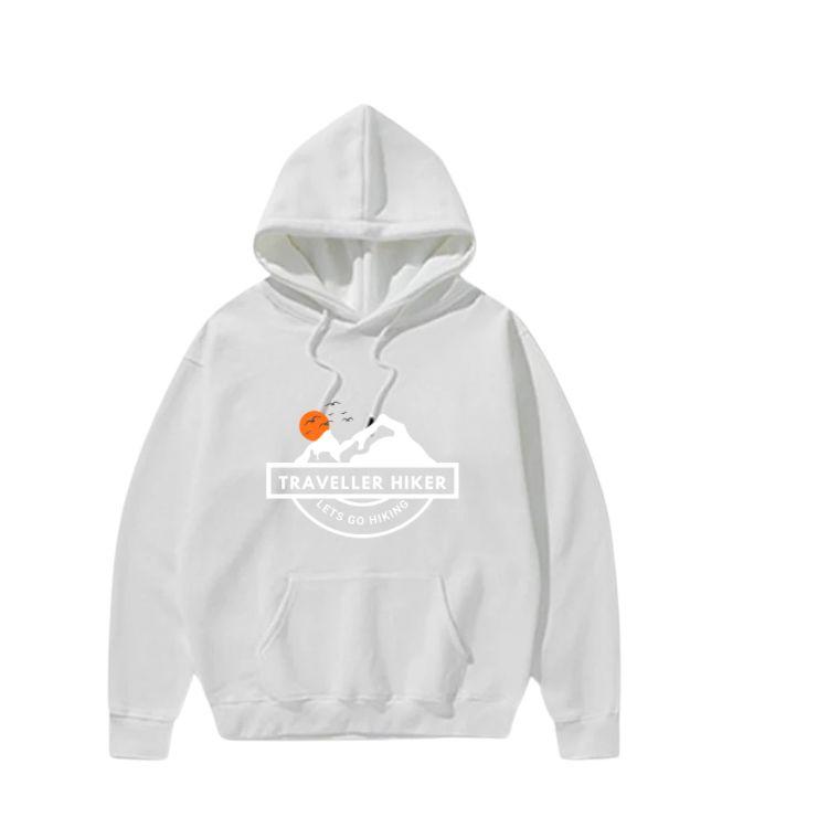 Traveller Hiker Mountain Logo Hoodie – Unisex Fleece Pullover | Let’s Go Hiking Winter Sweatshirt